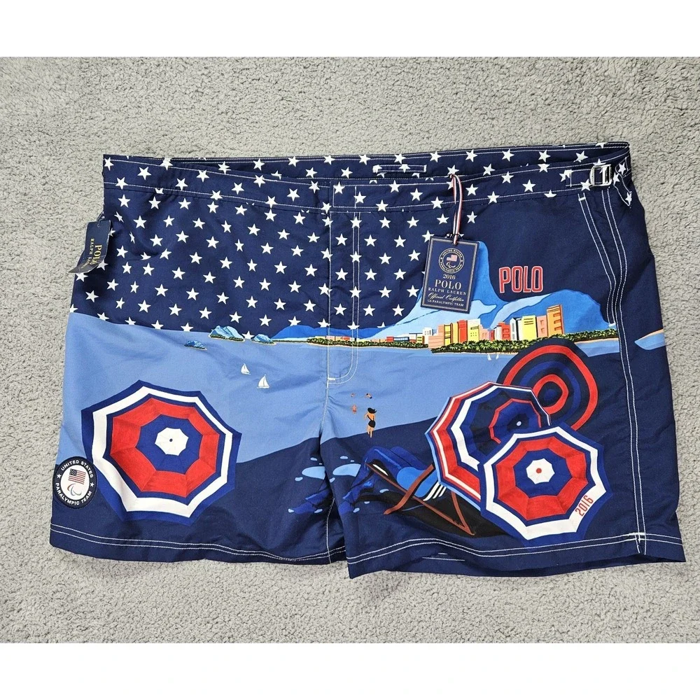 Polo Ralph Lauren 2016 USA Paralympic Team Swim Trunks Board Shorts 52B NWT